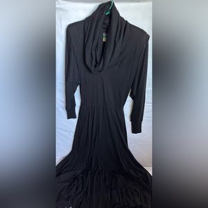 Sybil California Vintage Black Long Sleeve Maxi Dress with Shoulder Pads Size 8